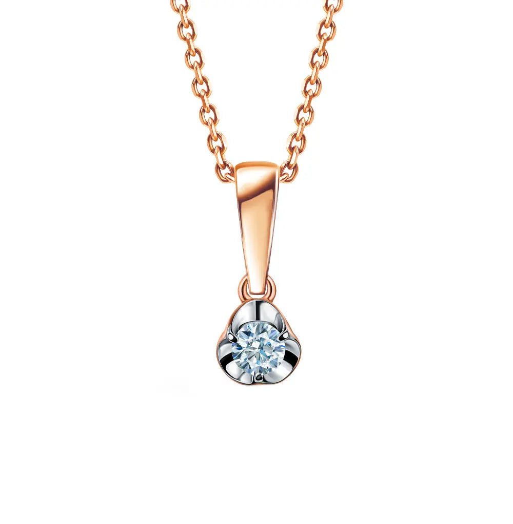 Rose Gold Round pendant necklace with diamond - cushionblue