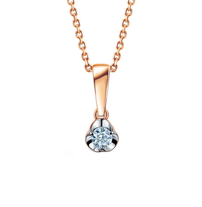 Rose Gold Round pendant necklace with diamond - cushionblue