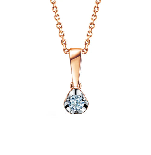 Rose Gold Round pendant necklace with diamond - cushionblue