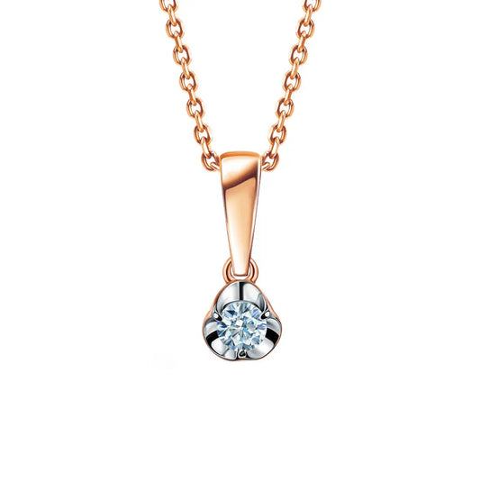 Rose Gold Round pendant necklace with diamond - cushionblue