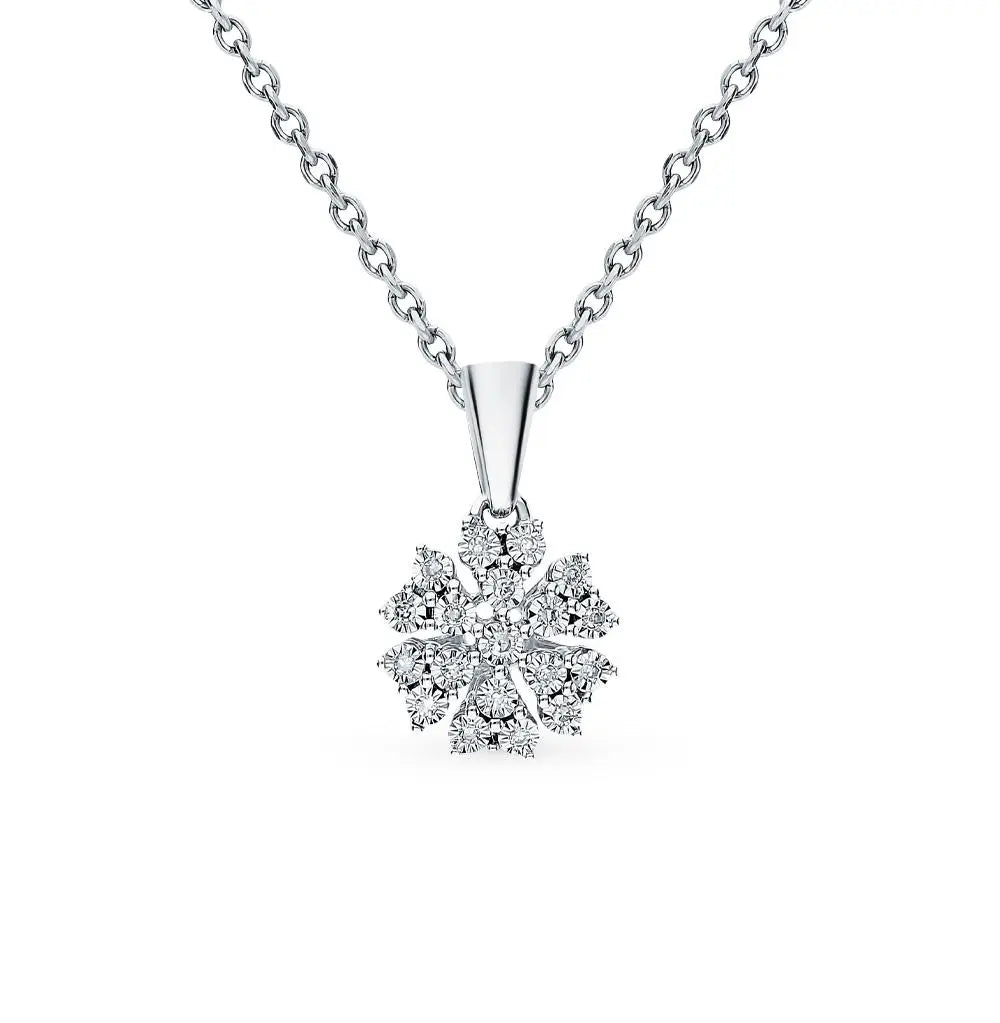 Diamonds with White Gold Star pendant necklace - cushionblue