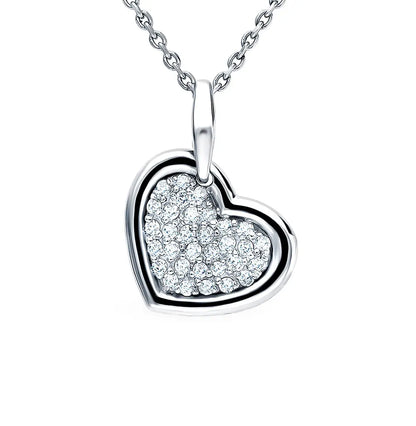 White Gold Heart pendant necklace with diamonds - cushionblue
