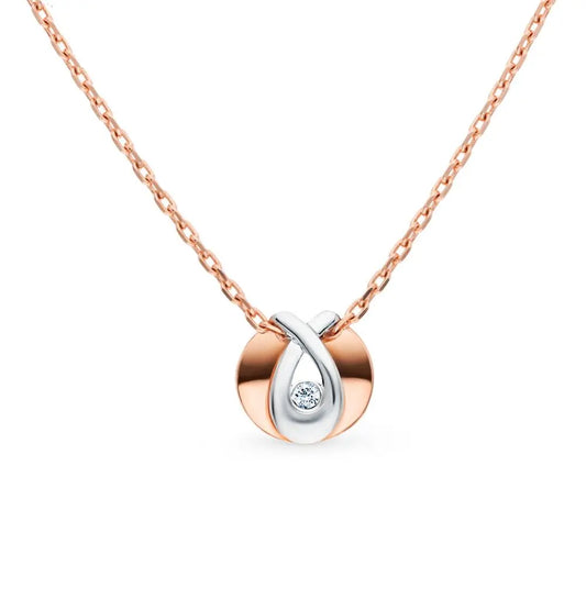 Rose Gold and White Gold pendant necklace with diamond - cushionblue