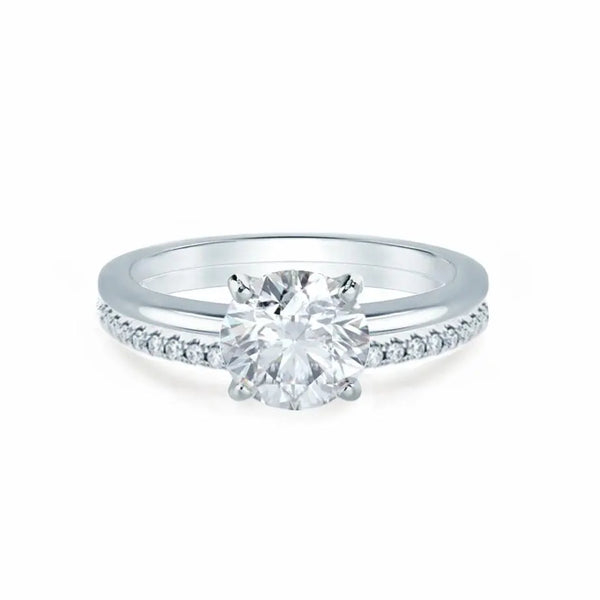 White Gold plain mount Petite Bridal Set Ring - cushionblue