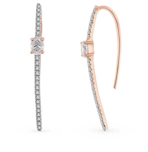Rose Gold Ear cuffs earrings with diamonds(0.29 ct, 0.19 ct) - cushionblue