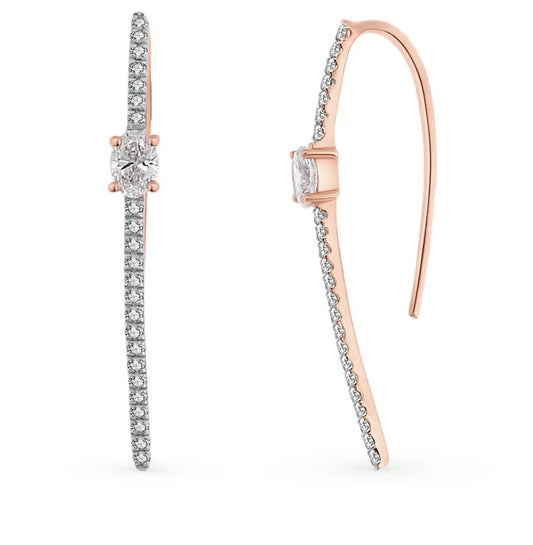 Rose Gold Ear cuffs earrings with diamonds(0.29 ct, 0.19 ct) - cushionblue
