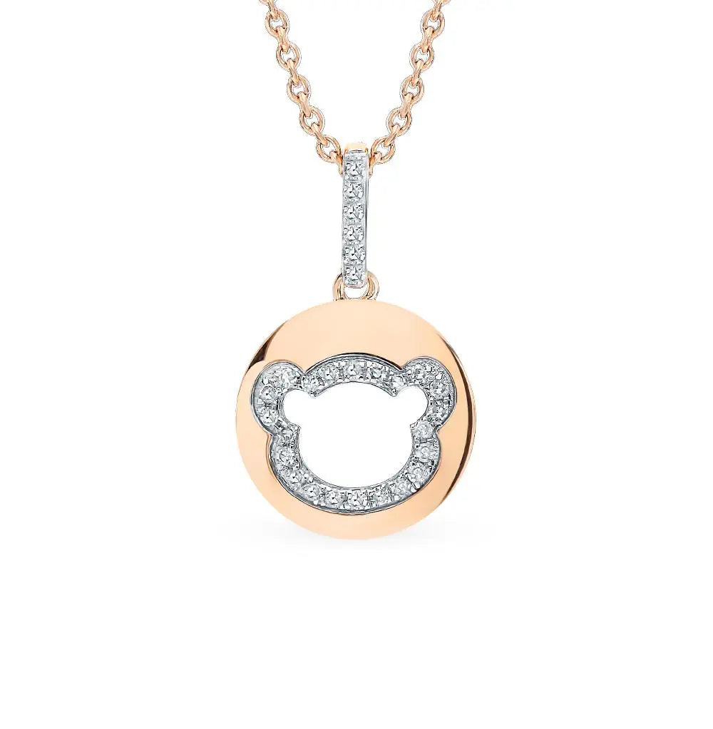 Diamonds with Rose Gold Unique pendant necklace - cushionblue