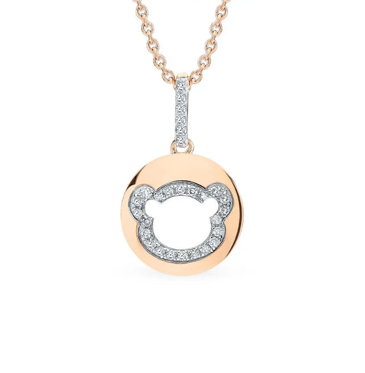 Diamonds with Rose Gold Unique pendant necklace - cushionblue