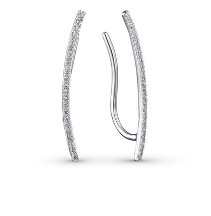 White Gold Ear cuffs earrings with diamonds(0.09 ct) - cushionblue
