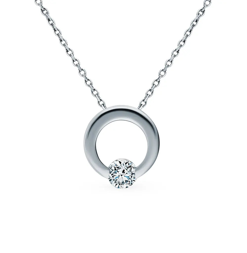 Round White Gold pendant necklace with diamond - cushionblue