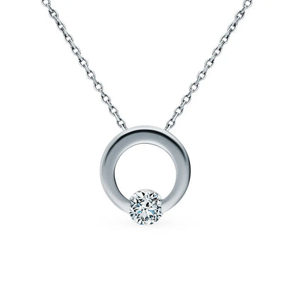 Round White Gold pendant necklace with diamond - cushionblue