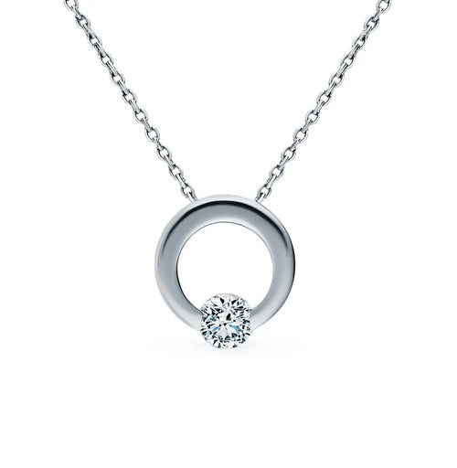 Round White Gold pendant necklace with diamond - cushionblue