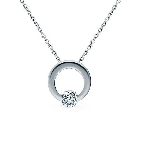 Round White Gold pendant necklace with diamond - cushionblue