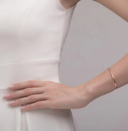 Rose Gold Bangle Bracelets in 10K (0.15tcw) - cushionblue