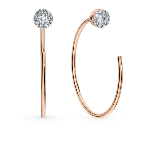 Rose Gold Simple string earrings with diamonds - cushionblue
