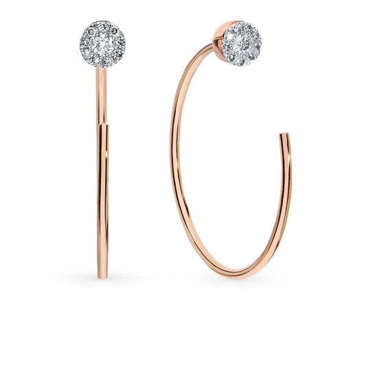 Rose Gold Simple string earrings with diamonds - cushionblue