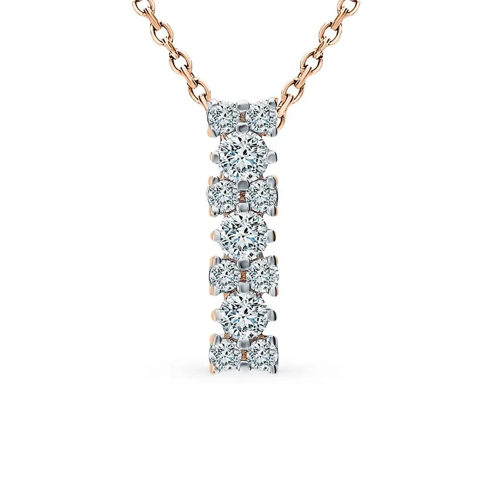 Diamond with Rose Gold pendant necklace - cushionblue
