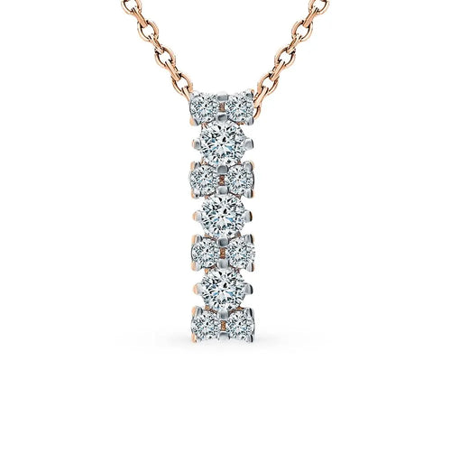 Diamond with Rose Gold pendant necklace - cushionblue