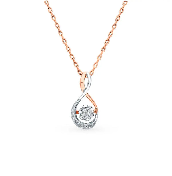 Flower shape diamond with Rose Gold pendant necklace - cushionblue