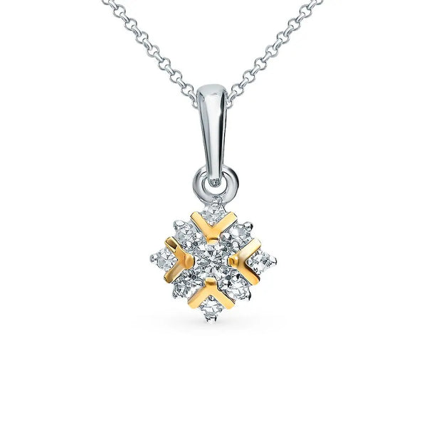 Diamonds with White Gold pendant necklace - cushionblue