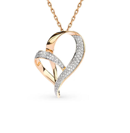 Heart shape Rose Gold pendant necklace with diamonds - cushionblue