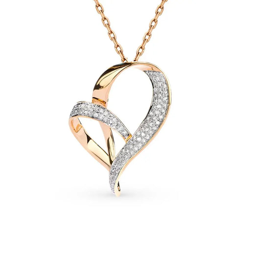 Heart shape Rose Gold pendant necklace with diamonds - cushionblue