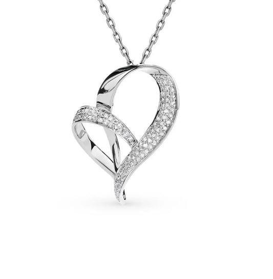Heart shape White Gold pendant necklace with diamonds - cushionblue