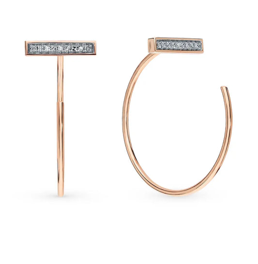 Rose Gold string earrings with diamonds (0.06ct) - cushionblue