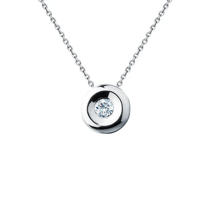 White Gold Round pendant necklace with diamonds - cushionblue