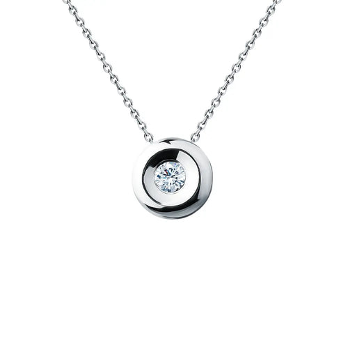 White Gold Round pendant necklace with diamonds - cushionblue