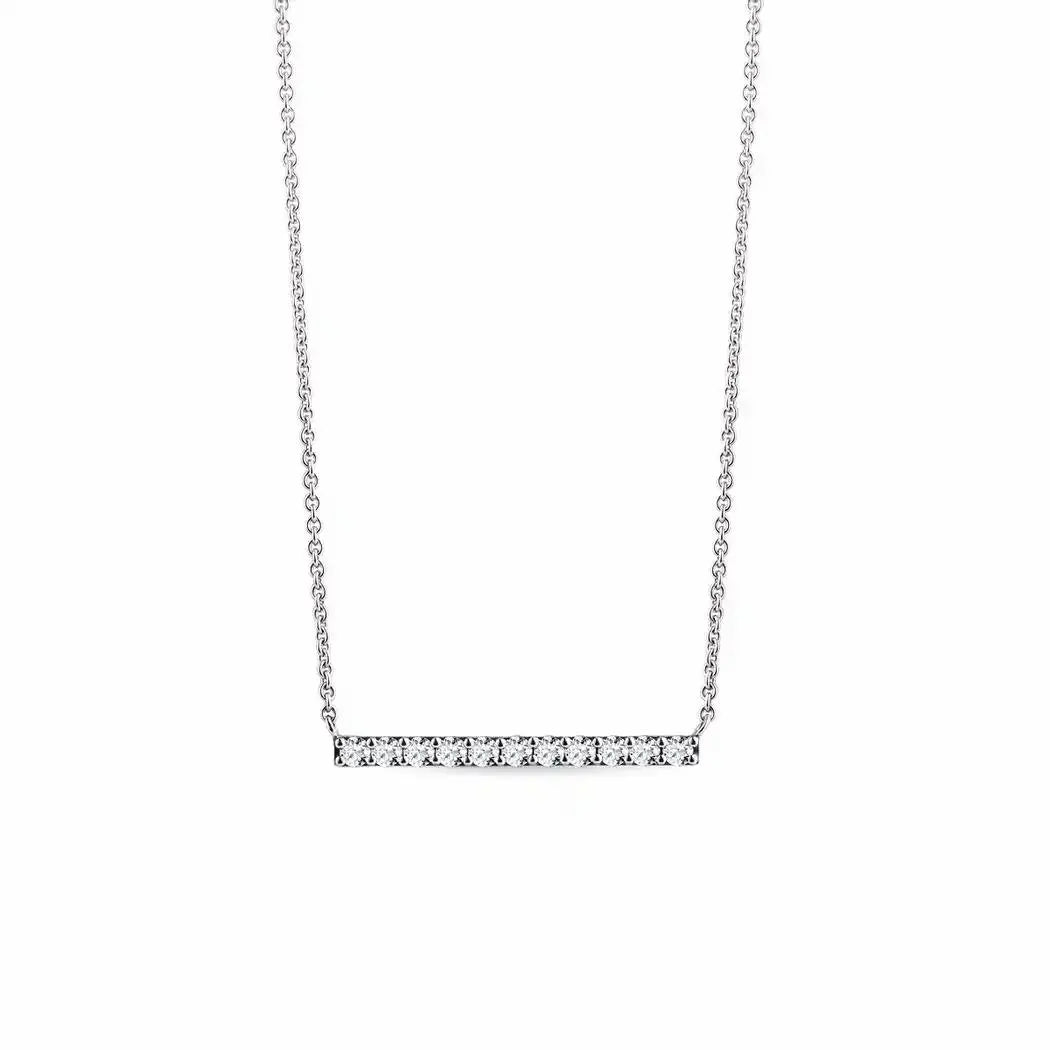 Minimalist pendant necklace with diamonds in white gold - cushionblue