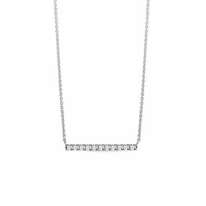 Minimalist pendant necklace with diamonds in white gold - cushionblue
