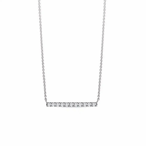 Minimalist pendant necklace with diamonds in white gold - cushionblue