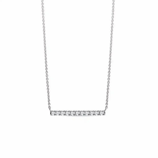 Minimalist pendant necklace with diamonds in white gold - cushionblue
