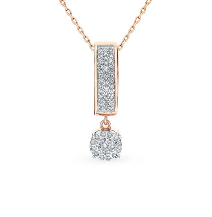Rose Gold Stick and Round pendant necklace with diamonds - cushionblue