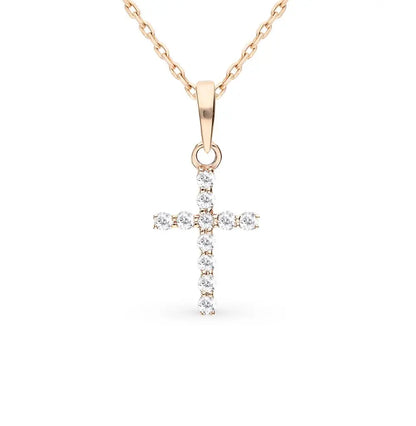 Diamonds With Rose Gold Cross pendant necklace - cushionblue