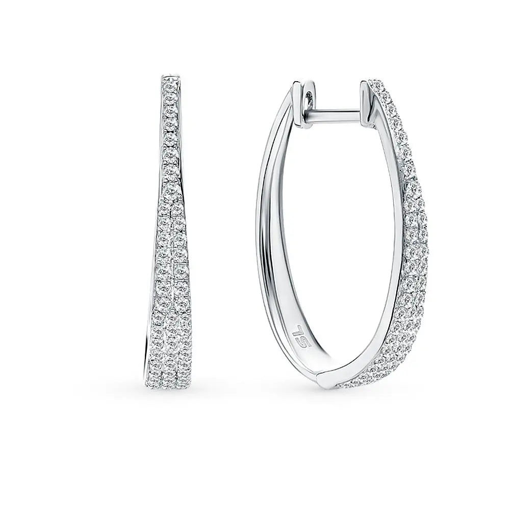 White Gold Huggie earrings with diamonds(0.45) - cushionblue