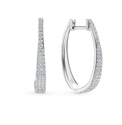 White Gold Huggie earrings with diamonds(0.45) - cushionblue