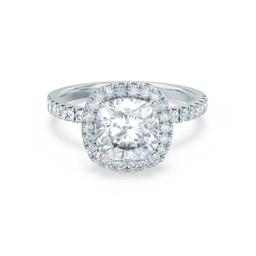 Cushion cut Natural Diamond Platinum Halo Ring 0.33ct - cushionblue