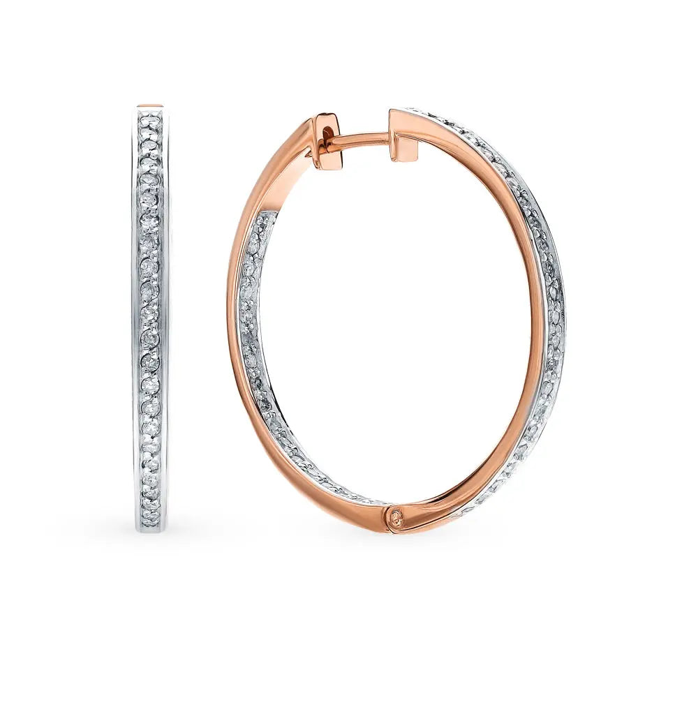 Rose Gold Huggie earrings with diamonds(0.34ct) Cushionblue