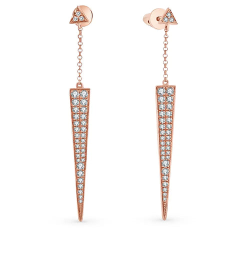 Rose Gold Unique design Studs with screws earrings with diamonds(0.21ct, 0.23ct) Cushionblue