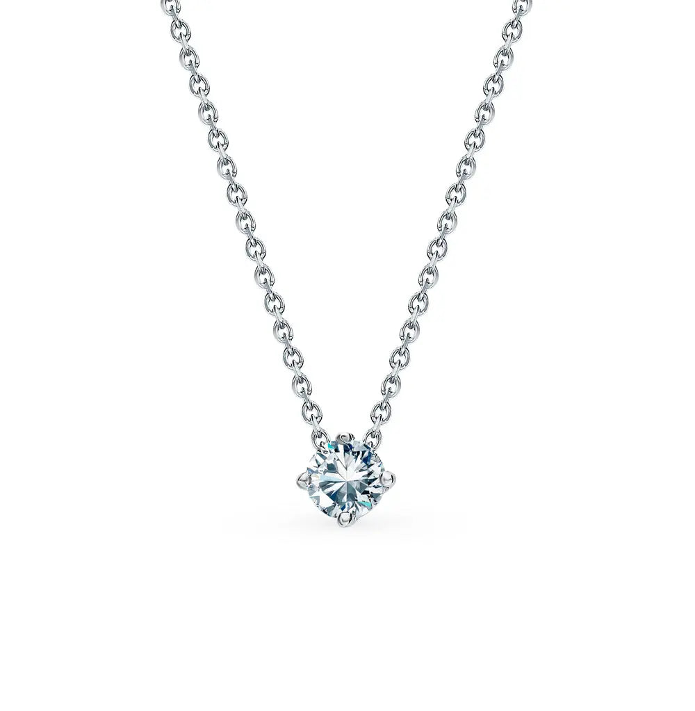 Single Diamond White Gold necklace Diamond - cushionblue