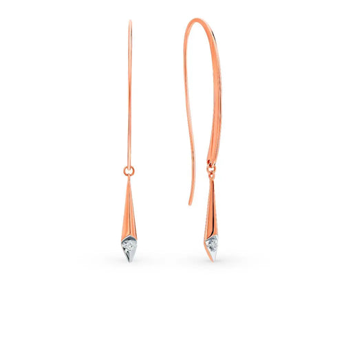 Rose Gold French lock earrings with diamonds(0.03 ct) - cushionblue