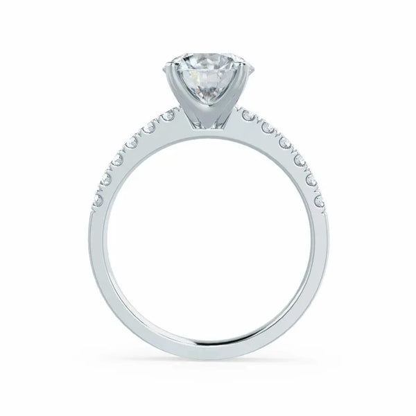 Scalloped Pavé White Gold Diamond Engagement Ring - cushionblue
