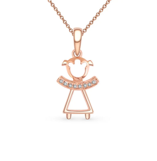 Rose Gold Unique pendant necklace with diamonds - cushionblue