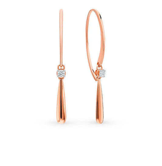 Rose Gold French lock earrings with Round cut diamonds(0.09 ct) - cushionblue