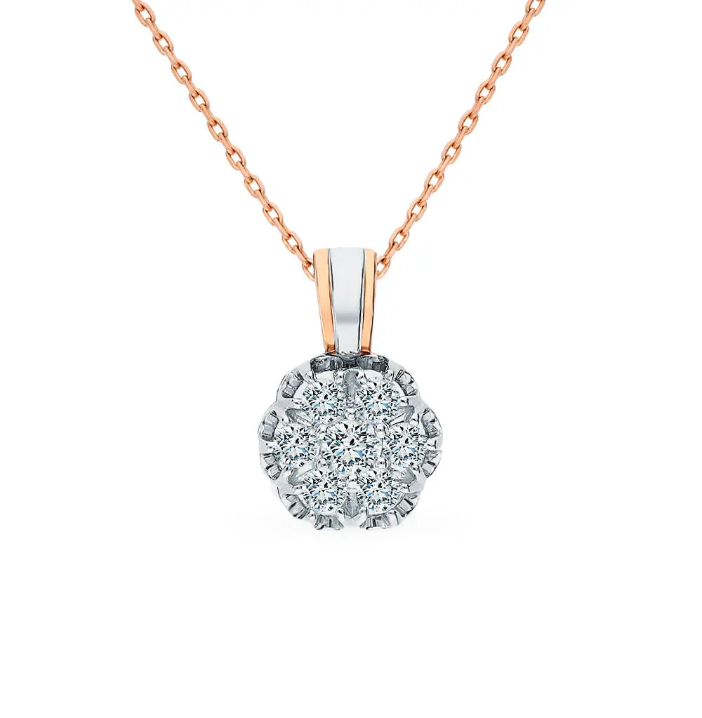 Rose Gold pendant necklace with diamonds - cushionblue