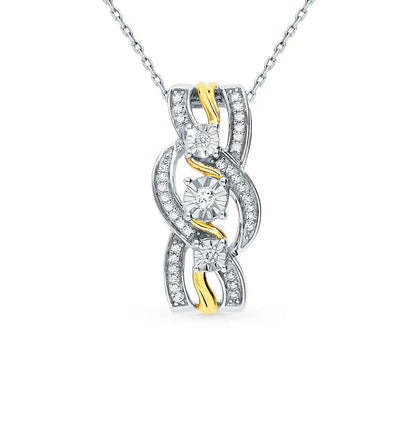White Gold Unique Round cut diamonds pendant with necklace - cushionblue