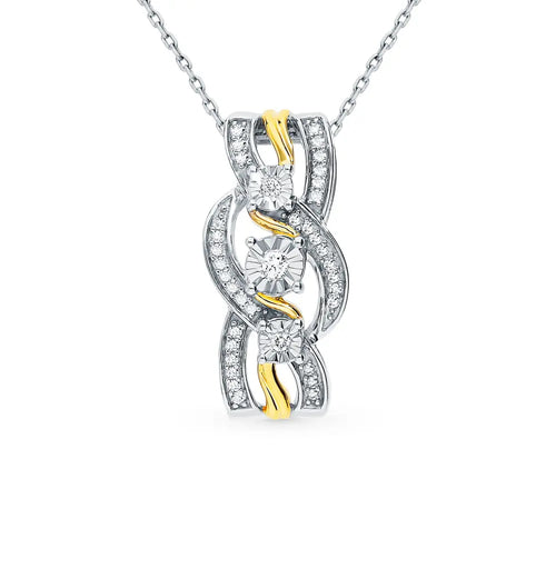 White Gold Unique Round cut diamonds pendant with necklace - cushionblue