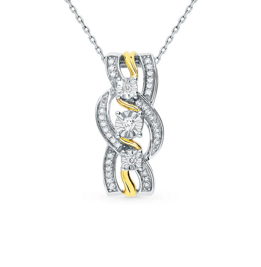 White Gold Unique Round cut diamonds pendant with necklace - cushionblue